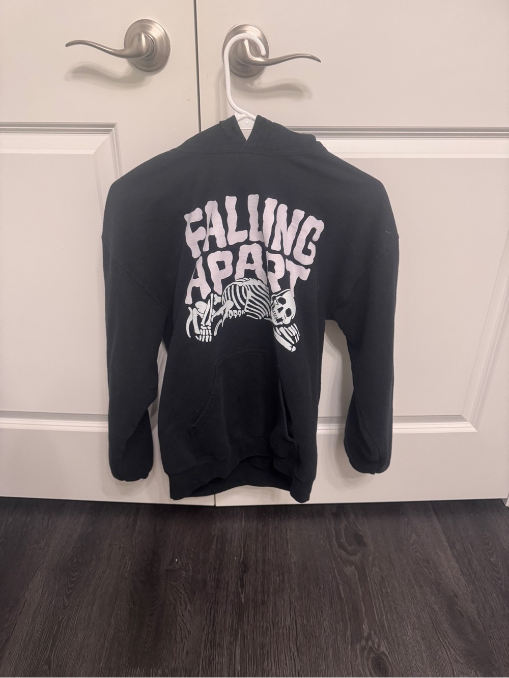 Black 'Falling Apart' Graphic Hoodie Sweatshirt No Strings Used Wicked Clothes